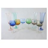 VTG Hand-Blown Harlequin-Style Art Stemware