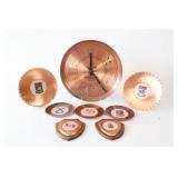 Canadian Souvenir Copperware Clock & Plaques