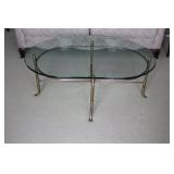 Decorative Brass & Glass Oval Coffee Table