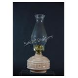 Pink Milk Glass Kerosene Lamp with Farms Burner
