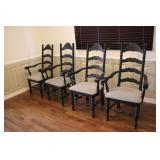Set of Four High Back Wood Ladder Arm Chairs