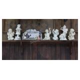 Resin Cherub Figurines, Welcome Plaque & Chimes