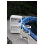 White Metal Shelf & Step Stool