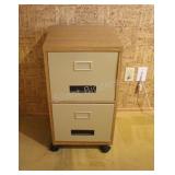 Metal Two Drawer Filing Cabinet on Caster Wheels