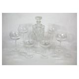 Cut Crystal Heavy Decanter & Stem Wine Glasses