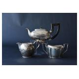 Silver Tea Pot, Cream & Sugar Set