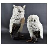 Pair of Feather & Plush Owls