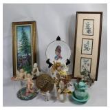 Signed Watercolor, Prints, Plate & Cherub Accents