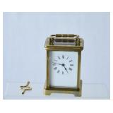 Carriage Mantel Brass Clock with Key by S F