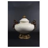 Crackle Finish Bronze Lidded Container