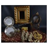 Table Runner, Wood Gold Mirror &  Accent Decor
