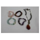 Natural Semiprecious Polished Bracelets & Necklace