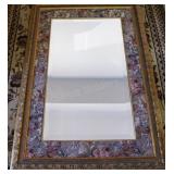 Gold Gilt Fabric Boarder Framed Beveled Mirror