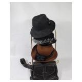 Roots Leather Purse & Assorted Felt Autumn Hats