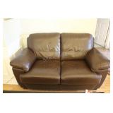 Chestnut Brown Polyurethane Leather Love Seat