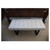 Leatherette White Bench with Black Frame