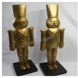Floor TALL  Metal Gold Tone Nut Cracker Soldiers