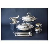 Silver Plate Casserole, Tray & Cream & Sugar Set