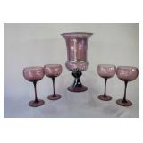 Amethyst Stemware Wine Glasses & Tall Vase