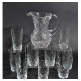 Crystal Pinwheel Fan Hobstar Water Jug & Glasses