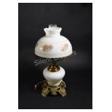 Brass Milk Glass Hurricane Table Lamp