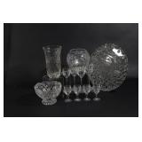 Crystal Pinwheel Fan Hobstar & Glass Bowls, Vases