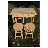 Drop Leaf Breakfast Bar with Two Stools