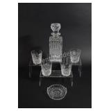 Cut Crystal Pinwheel Glasses and Decanter