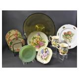 Pedestal Glass & Bone China Cake Platters & Mugs