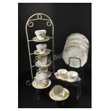 Bone China Tea Cups, Plates & Condiment Set