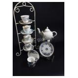 Bone China Tea Cups, Plate & Tea Pot