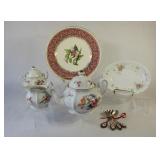 Bohemian Tea Pot, Cream & Sugar Set & Spoons