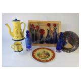 Decorative Metal Plates, Cobalt Glass, Artwork & P
