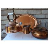 Copper Tea Pots, Tray and Pot