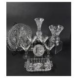 Crystal Pinwheel Fan Hobstar Glasses, Tray & Vases