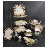 Tea Pot, Cups & Saucers, Candle Sticks & Plates