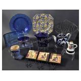 Cobalt Blue Glass, Tea Pot and Collectibles