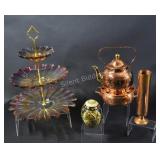 High Tea Glass Tray & Copperware Tea Pot