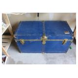 Overland Blue Metal Trunk with Brass Bands