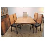 Kaufman Dining Table & Six High Back Cane Chairs