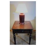 Mahogany Finish End Table with Centre Drawer