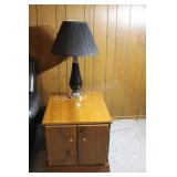 Solid Pine Large Side / End Storage Table & Lamp