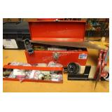 Mitre Box, Hole Saw Set, Red Tool Box, Planner