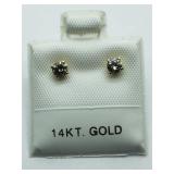 14K Yellow Gold, Diamond  Earrings