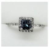 14K White Gold, Enhanced Blue Diamond  Ring
