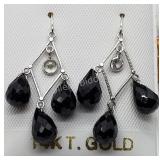 14K White Gold, Garnet Chandelier Earrings