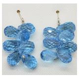 14K White Gold, Blue Topaz Grapevine Earrings
