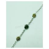10K White Gold, Green And Yellow Diamond  Bracelet