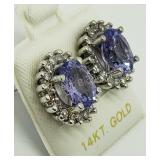 14K White Gold, Tanzanite Earrings