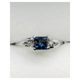 10K White Gold, Enhanced Blue Diamond Ring